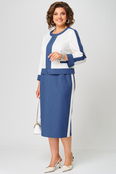 Жакет, юбка Aira Style 24124 молочно-синий - фото 10
