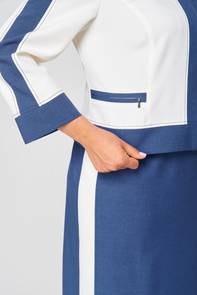 Жакет, юбка Aira Style 24124 молочно-синий - фото 8