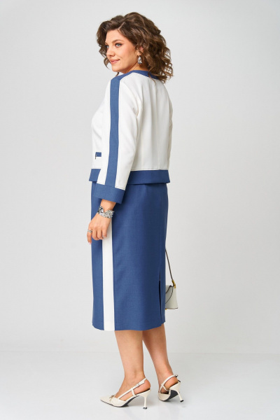 Жакет, юбка Aira Style 24124 молочно-синий - фото 6