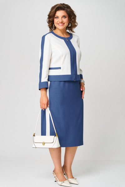 Жакет, юбка Aira Style 24124 молочно-синий - фото 3