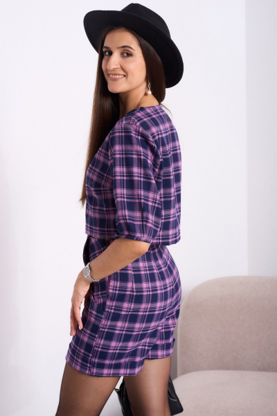 Жакет, шорты Celentano lite 5054 сиреневая_клетка - фото 6