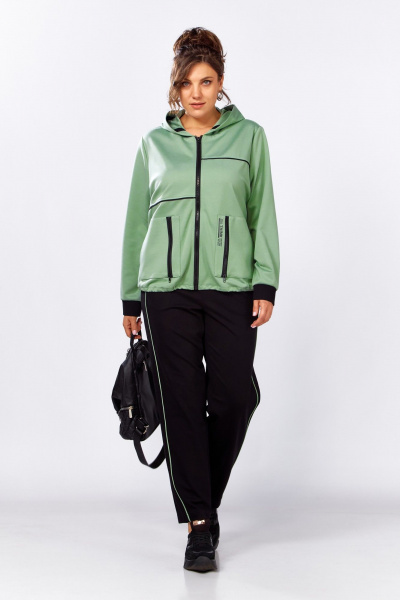 Костюм спортивный брюки бомбер больших размеров Lady Secret 25213 фисташковый+черный - фото 5