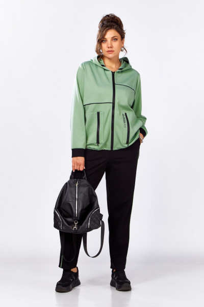 Костюм спортивный брюки бомбер больших размеров Lady Secret 25213 фисташковый+черный - фото 4