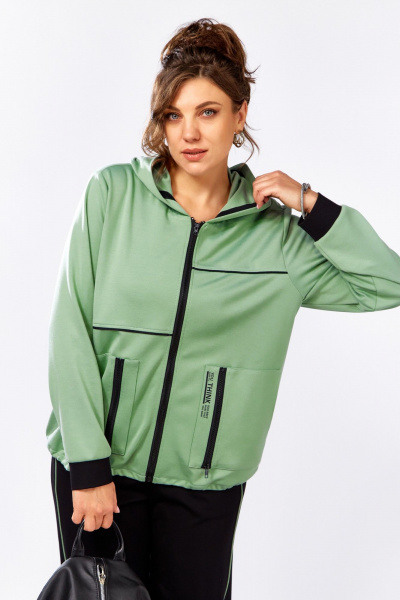 Костюм спортивный брюки бомбер больших размеров Lady Secret 25213 фисташковый+черный - фото 2