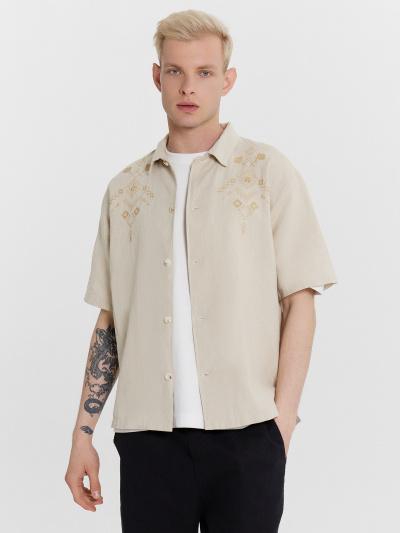 Рубашка Mark Formelle 111887-1/24-4672Ц-9-2 св.молочный_594_D_вышивка - фото 1