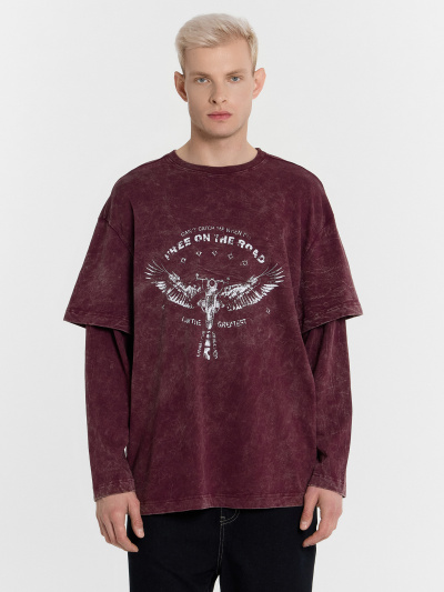 Лонгслив Mark Formelle 121928/24-ОБР4595П-0 винный_acid_wash_009.2_Эйсид_1_сл_на_пол - фото 2