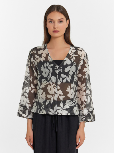 Блуза Mark Formelle 122855/24-33268П-9 цветы_на_черном - фото 1