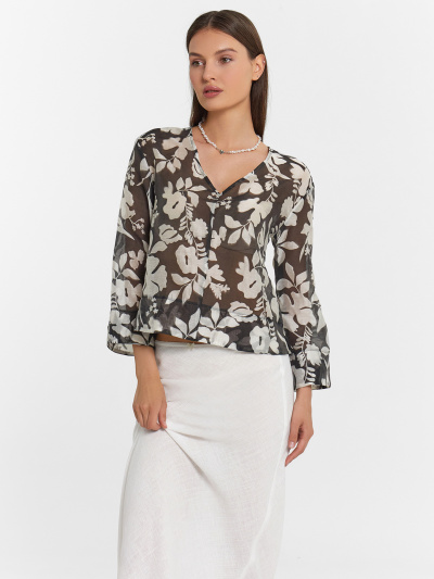 Блуза Mark Formelle 122855/24-33268П-9 цветы_на_черном - фото 3