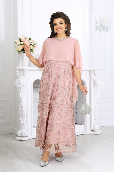 Накидка, платье Ninele 7496 пудра - фото 6