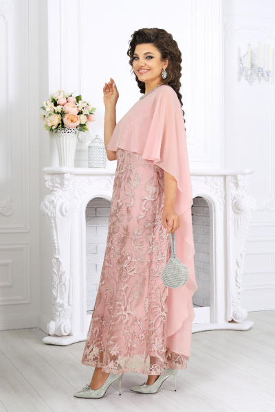 Накидка, платье Ninele 7496 пудра - фото 7