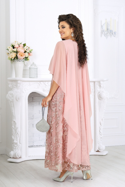 Накидка, платье Ninele 7496 пудра - фото 8