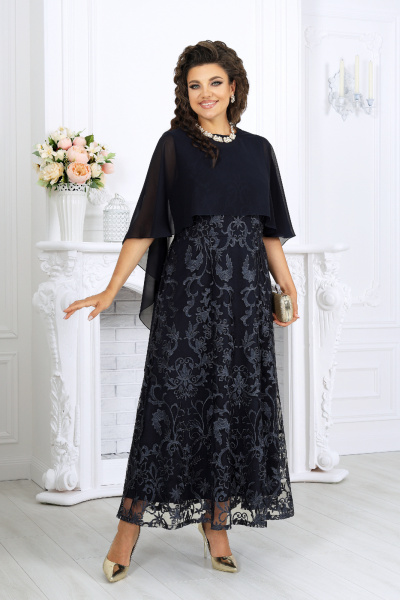 Накидка, платье Ninele 7496 синий - фото 8