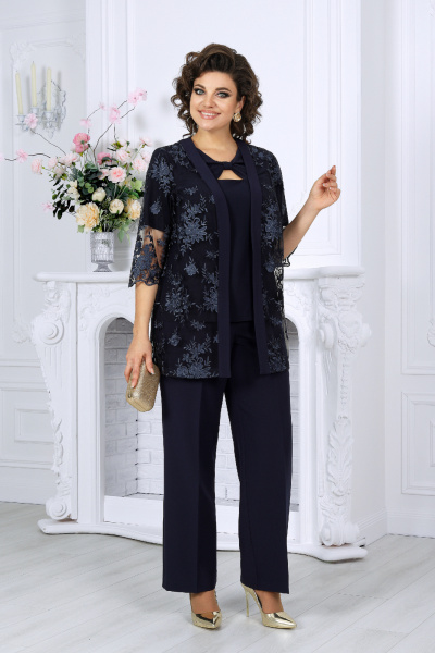 Блуза, брюки, кардиган Ninele 7498 синий - фото 4