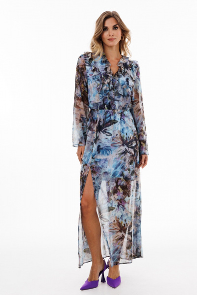 Платье EOLA 2913 голубой/коричневый - фото 7