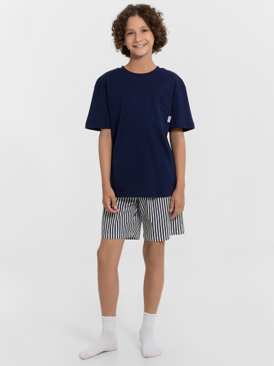 Футболка, шорты Mark Formelle 563329/24-33903ПП-14 т.синий_синяя_полоска_на_белом_декор - фото 1