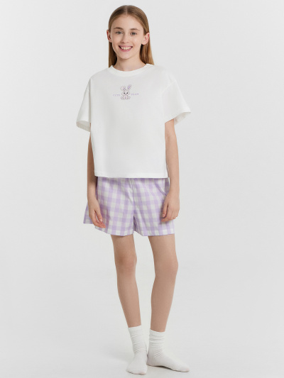 Футболка, шорты Mark Formelle 567748/25-37439ПП-14 белый_клетка_на_св.лиловом_3_сл_на_пол - фото 3