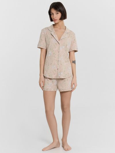 Рубашка, шорты Mark Formelle 592478/24-34106ПП-0 цветы_на_холодном_бежевом - фото 2