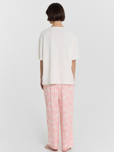 Брюки, футболка Mark Formelle 592541/24-33686ПП-14 св.молочный_цветы_на_св.молочном_3_сл_на_пол - фото 1