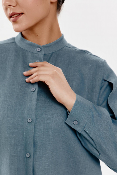 Рубашка SHLOMO 1-9 серо-голубой - фото 3