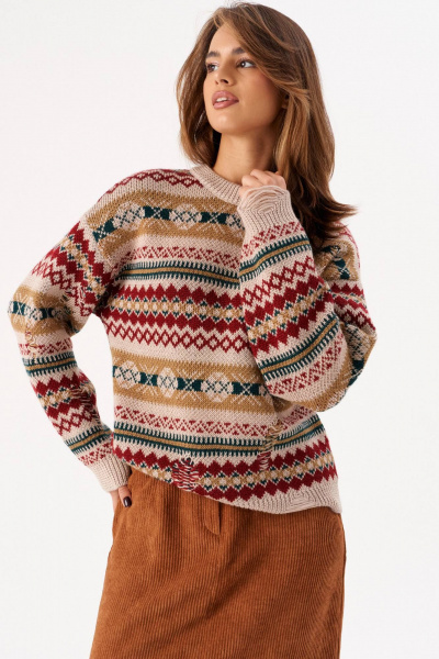 Джемпер Romgil РВ0293-ШЕ5 светло-бежевый, винный, морской зеленый, верблюжий - фото 1