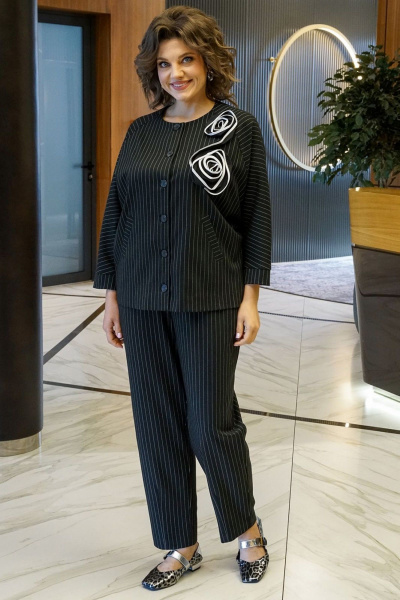 Брюки, жакет Alani Collection 2414/1 черный_полоска - фото 1