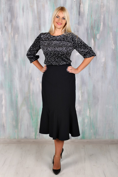 Юбка-годе черного цвета для повседневных образов Avila 0977 черный - фото 2