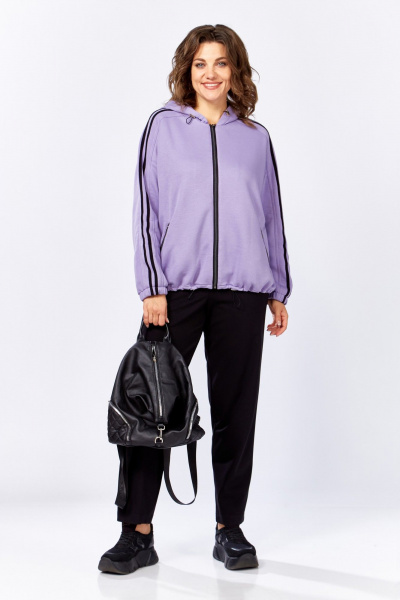 Костюм спортивный брюки бомбер больших размеров Lady Secret 25212 лаванда+черный - фото 1