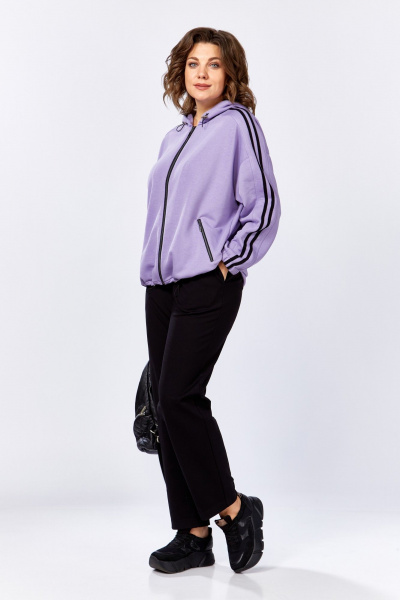 Костюм спортивный брюки бомбер больших размеров Lady Secret 25212 лаванда+черный - фото 4
