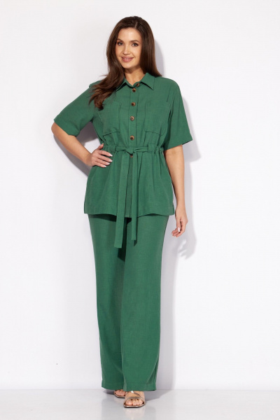 Блуза, брюки Ольга Стиль Л-431 темная_зелень - фото 5
