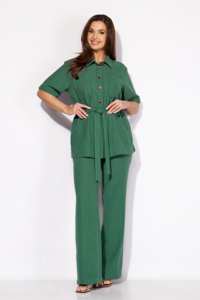 Блуза, брюки Ольга Стиль Л-431 темная_зелень - фото 1