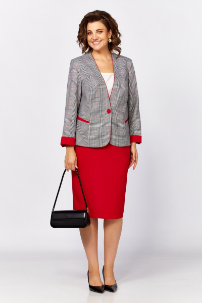 Жакет, юбка Lady Secret 1627/1 клетка+красный - фото 2
