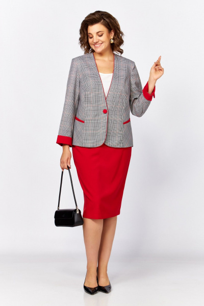 Жакет, юбка Lady Secret 1627/1 клетка+красный - фото 3
