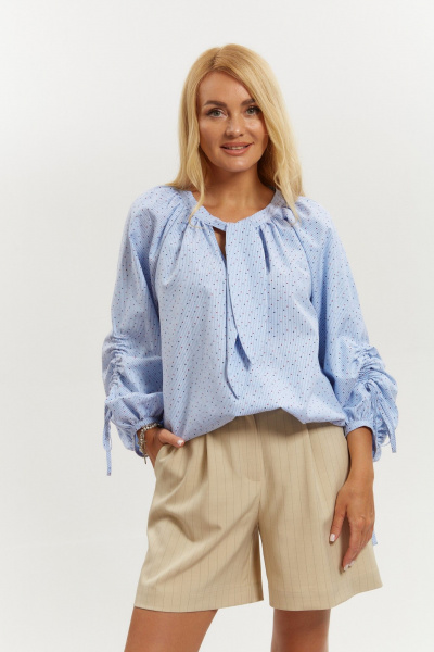 Блуза Ольга Стиль С-957 голубой_полоска - фото 7