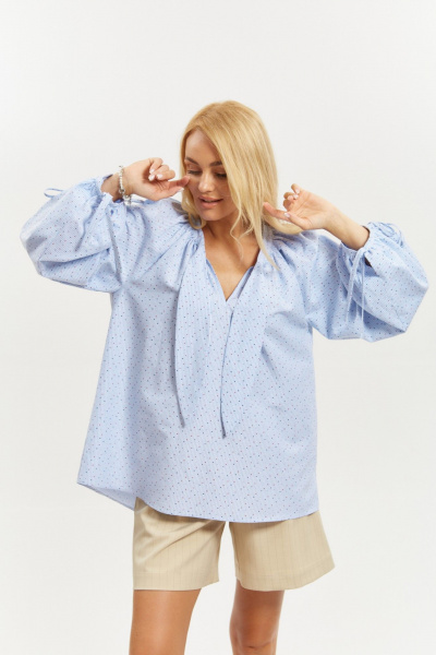 Блуза Ольга Стиль С-957 голубой_полоска - фото 2