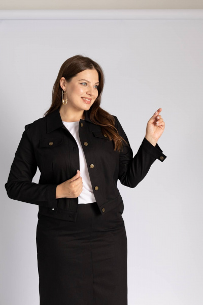 Джинсовый жакет на каждый день с коротким рукавом Legend Style G-005 черный - фото 2