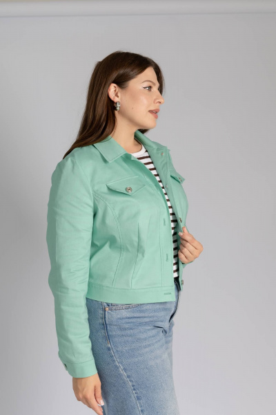 Джинсовый жакет летний зеленый из легкого хлопка Legend Style G-005 мятный - фото 4