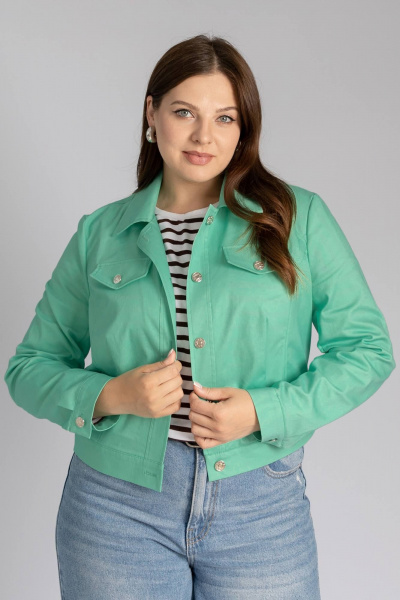 Джинсовый жакет летний зеленый из легкого хлопка Legend Style G-005 мятный - фото 1