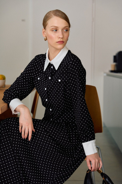 Платье Lokka 1684 черный/белый горох - фото 6