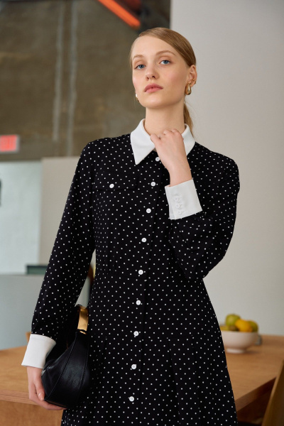 Платье Lokka 1684 черный/белый горох - фото 3