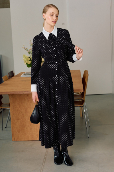 Платье Lokka 1684 черный/белый горох - фото 2