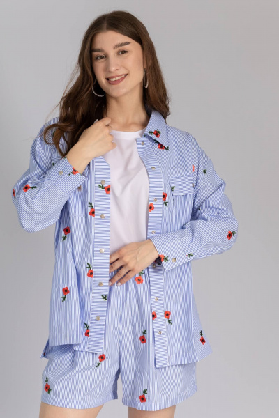 Рубашка, шорты Legend Style K-007 голубо-белый - фото 1