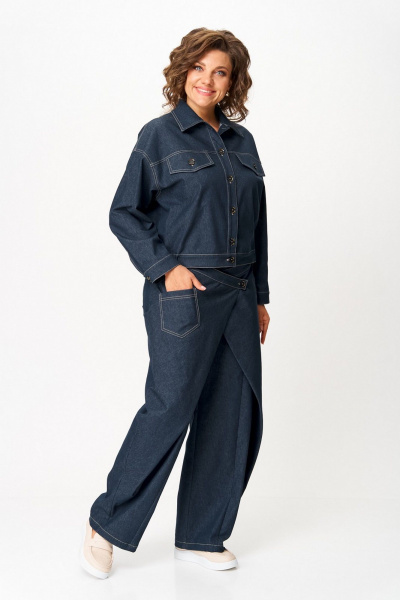 Брюки, жакет Koketka i K 1505 синий_джинс - фото 12