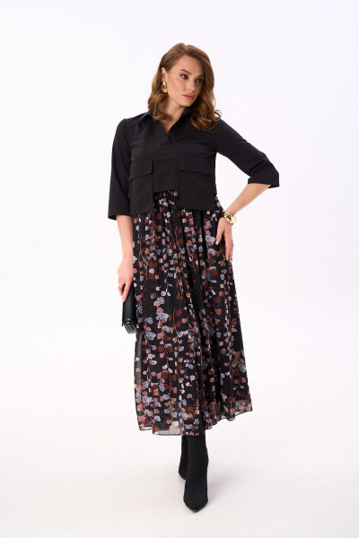 Платье NikVa 514-3 чёрный_листья_мультиколор - фото 6