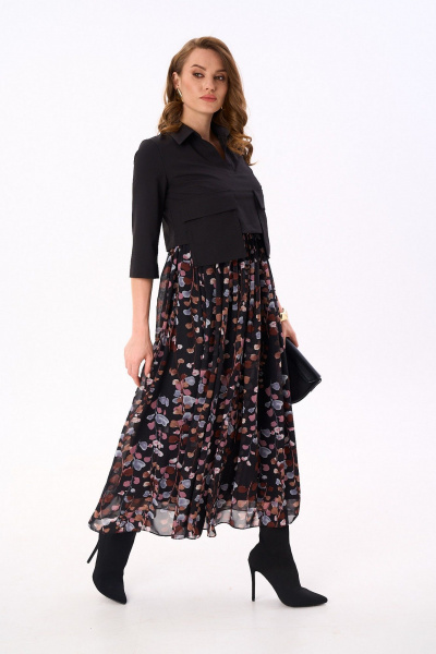 Платье NikVa 514-3 чёрный_листья_мультиколор - фото 4