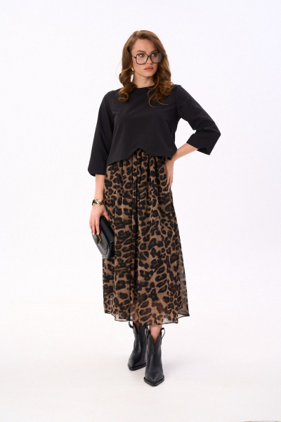 Платье NikVa 740-16 чёрный_шоколадный_леопард - фото 8