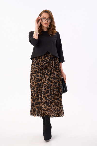 Платье NikVa 740-16 чёрный_шоколадный_леопард - фото 6