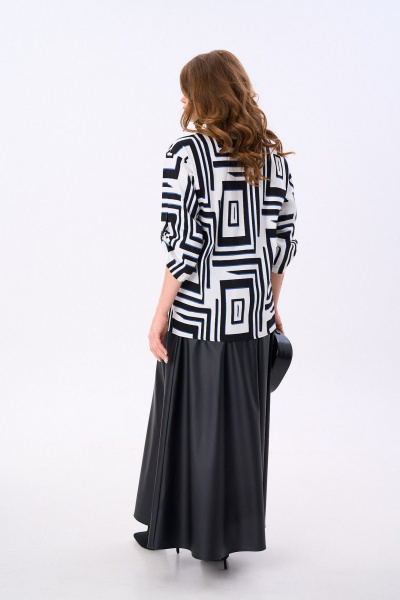 Жакет, юбка NikVa 986-2 чёрный_черно-белые ромбы - фото 7