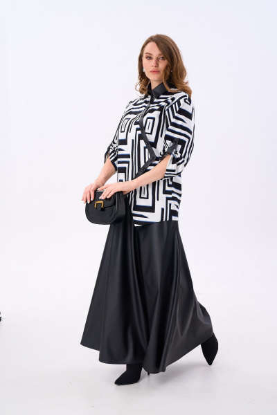 Жакет, юбка NikVa 986-2 чёрный_черно-белые ромбы - фото 4