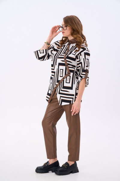 Жакет NikVa 987-1 чёрно-белые_ромбы_ шоколад - фото 7