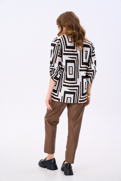 Брюки, жакет NikVa 988-1 чёрно-белые_ромбы_шоколад - фото 4
